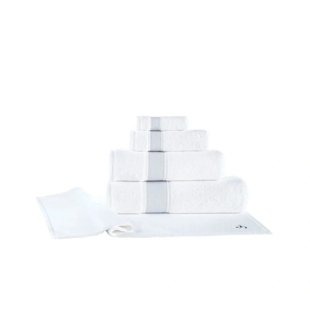 Brooks Brothers Towels Ottoman White & Silver 6 Pcs Turkish Cotton Brand New